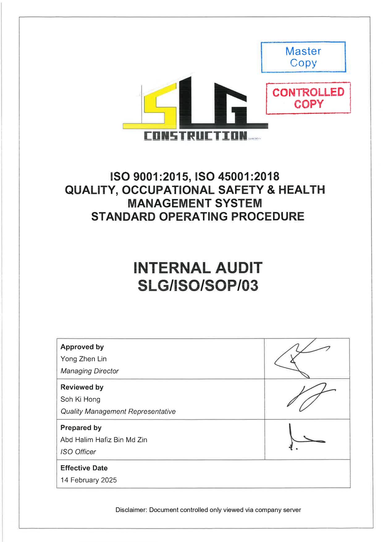 SLG-PRO-SOP Page 1